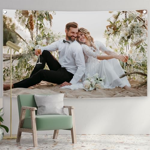 Custom Photo Tapestry Wall Hanging - Personalized Backdrop (50x60 in)
