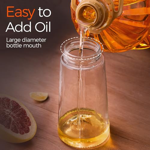 2-in-1 Glass Olive Oil Sprayer and Pour Dispenser Bottle for Cooking (16 oz)