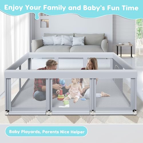 Large Baby Playpen 74x50 Indoor Outdoor Safety Play Yard with Breathable Mesh