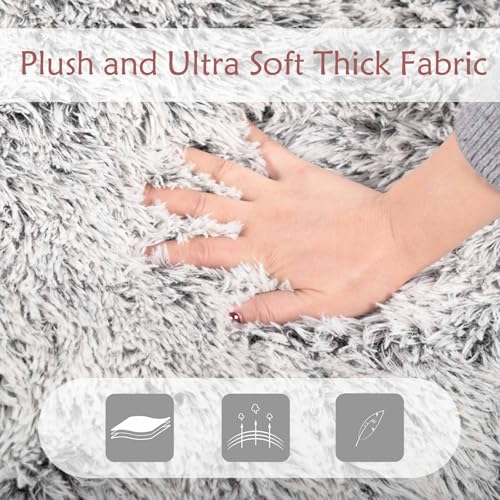 Plush Faux Fur Memory Foam Bean Bag Chair - Grey Soft Lounge Sofa