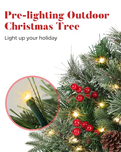 OasisCraft 18 Inch Outdoor Frosted Christmas Tree with Multicolor LED Lights - 1ft 6in Variant