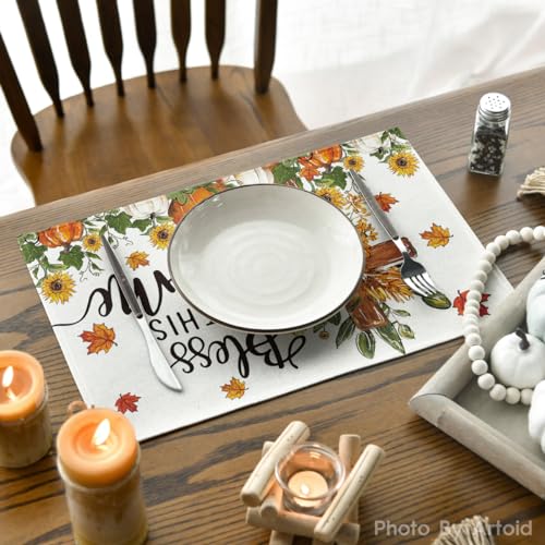 Artoid Mode Pumpkins Floral Placemats Set of 4 – 12 x 18 inches