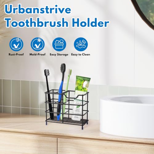 Urbanstrive Stainless Steel Toothbrush Holder Stand - Black Small