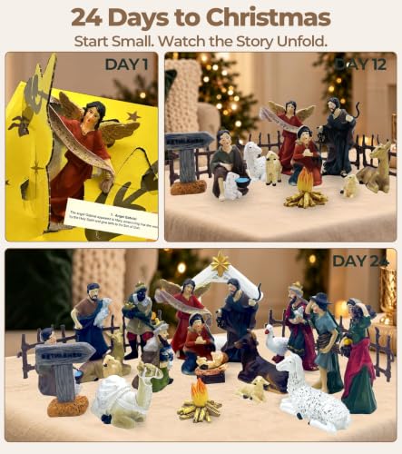 Nativity Advent Calendar 2026 Resin Nativity Scene with 24 Figures