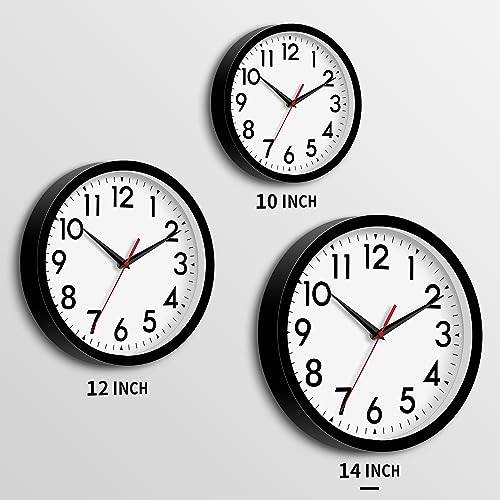 14 Inch Silent Wall Clock, Non-Ticking Battery Operated Analog Clock