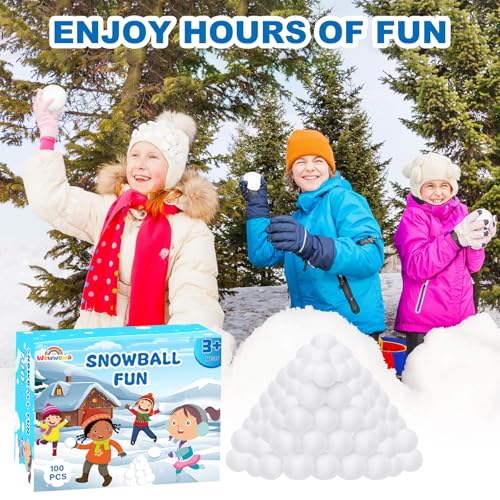 100 Pcs Soft Fake Snowballs Fight Set with Drawstring Storage Bag