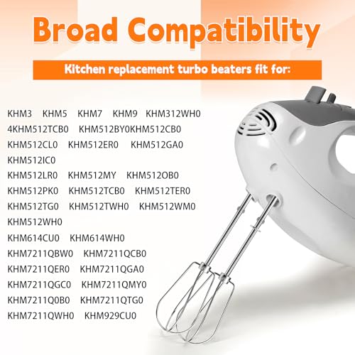 Stainless Steel Replacement Beaters for Hand Mixers, Durable Mixer Attachments