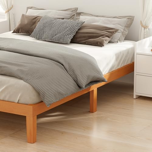 Full Size Solid Wood Platform Bed Frame, 12-Inch Noise-Free Slat Base