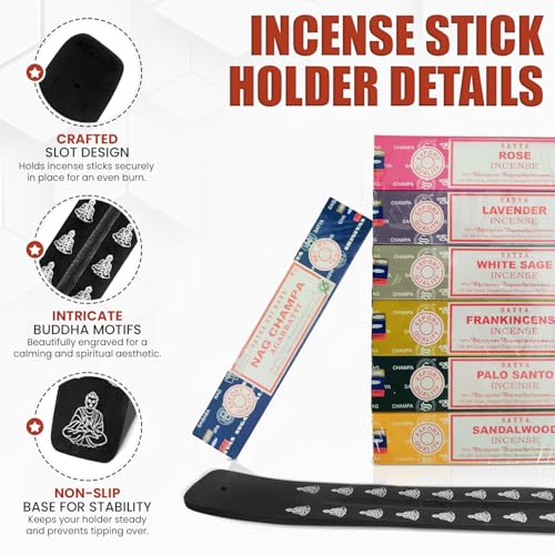 Hand-Rolled Masala Incense Sticks Variety Pack with Wooden Holder