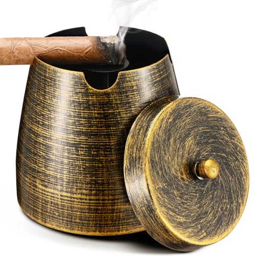 Large Windproof Cigar Ashtray with Lid for Patio and Home Decor