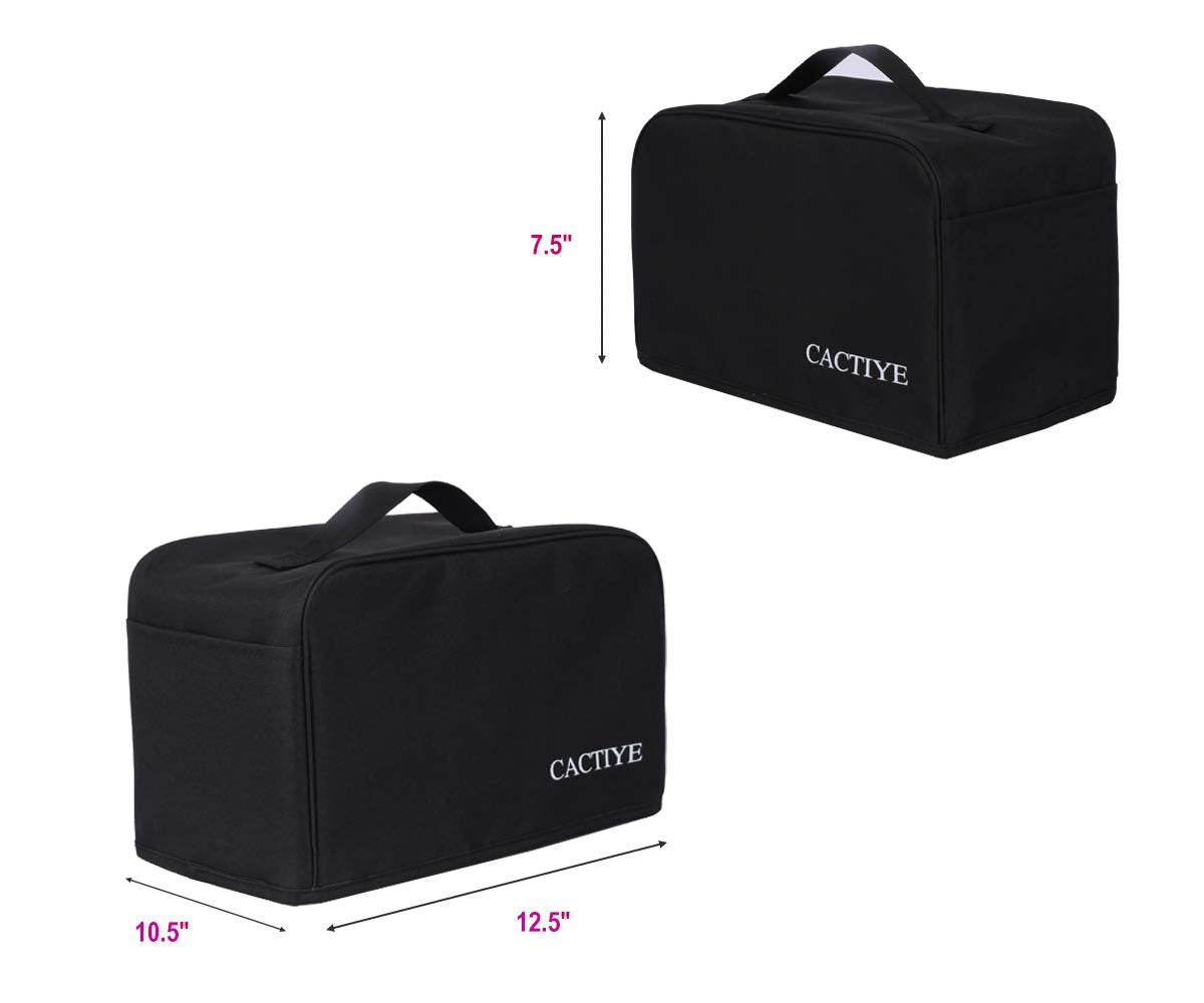 Cuisinart 4 Slice Toaster Dust Cover with Pockets, Can Hold Jam Spreader & Tongs, Dust & Fingerprint Protection, Black (12.5 * 10.5 * 7.5)