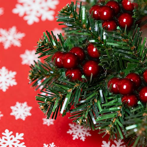200pcs Artificial Holly Berries - Mini Christmas Fake Berries with Wire Stems for Wreaths & Decor (Wine Red)