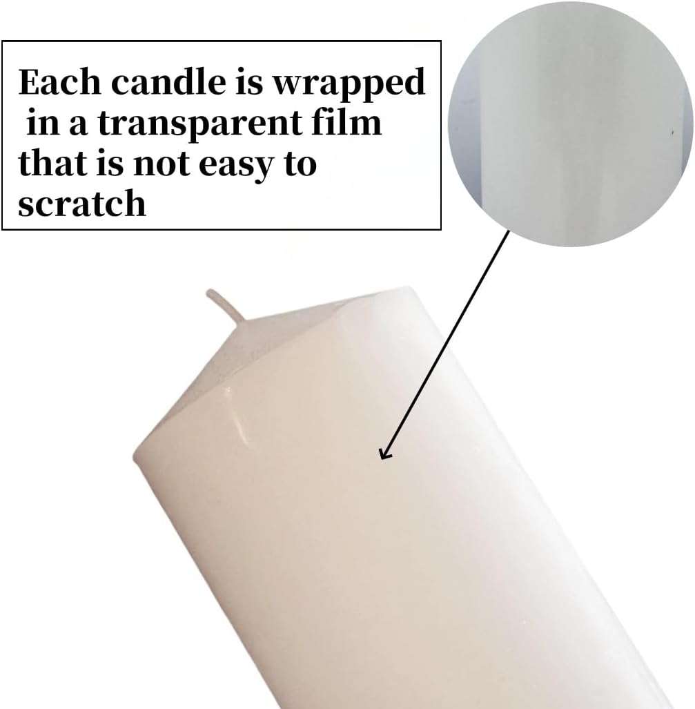 White Pillar Candle Set - 2 Large Unscented Decorative Candles for Parties | 2.4" x 6" (2PC)