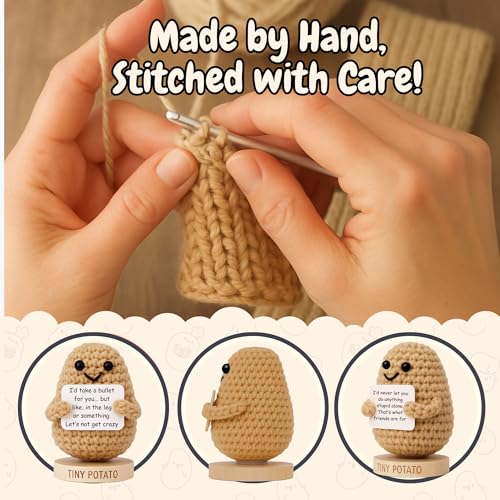 Handmade Crochet Potato Emotional Support Gift with 30 Sassy Message Cards