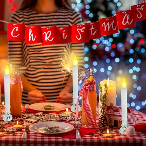 Silver 8-Pack Dusk-to-Dawn Sensor LED Christmas Window Candles - Battery Operated, Flameless Indoor Decor