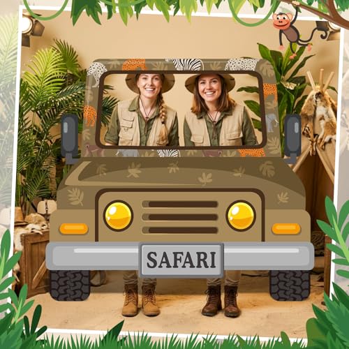 Safari Truck Photo Backdrop Stand-Up Cardboard Cutout 60x54 Inch