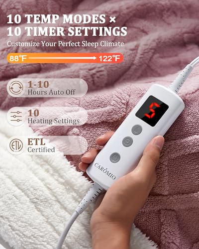 Heated Throw Blanket, Tufted Sherpa Electric Blanket 50"x60" Dusty Pink
