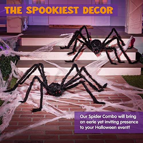 Giant Halloween Black Hairy Spiders (2 Pack) - 5 Ft Outdoor Props