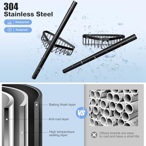 Adjustable Tension Pole Corner Shower Caddy 4-Tier Rustproof Organizer
