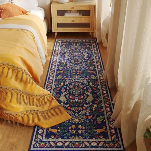 Washable Floral Runner Rug 2'6" x 8' Non-Slip Soft Kitchen Hallway Carpet