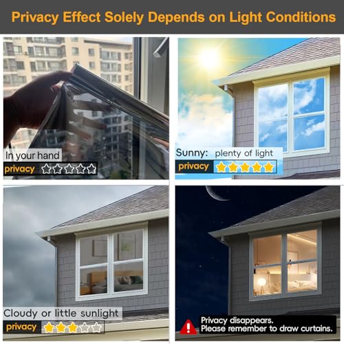 One Way Window Privacy Film - Heat & UV Blocking, 17.5" x 78.7"