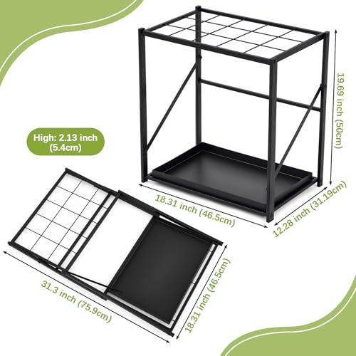 Foldable Metal Umbrella Stand with Drip Tray - Space-Saving Entryway Organizer