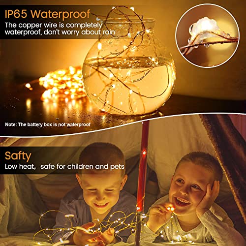YOEEN 24 Pack Battery Operated Fairy Lights 7ft 20 LED Warm White Twinkle String Lights Waterproof Silver Wire for Wedding Party and Christmas