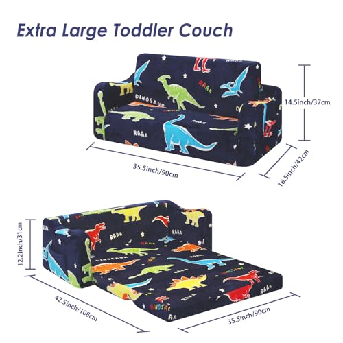 2-in-1 Glow-in-the-Dark Toddler Sofa Bed Convertible 2-Seat Couch