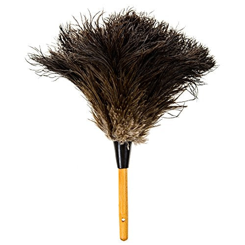 14-Inch Mini Ostrich Feather Duster - Soft Silky Natural Dust Cleaner