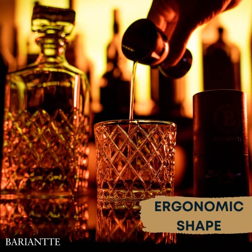 BARIANTTE Silver Double Jigger - Premium Bar Cocktail Measure, 1 oz & 2 oz