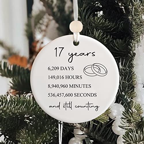 Kusry 17th Anniversary Ornament: 17 Years 6209 Days 149016 Hours – Ceramic Keepsake for Husband Wife, 17th Wedding Gift