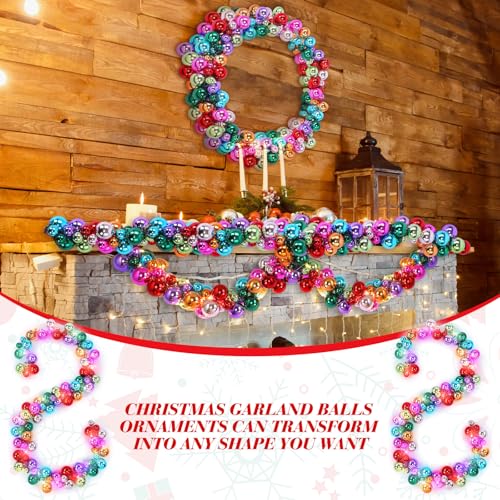 Yuxung 2-Pack Colorful or Classic Christmas Ball Garland 6ft with LED Lights