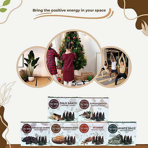 Natural Incense Cones Variety Pack - 60 Count, 6 Premium Scents