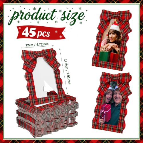 45 Pcs Scalloped Christmas Photo Frames 4x6 - Tartan Plaid Holiday Decor (Variation 45)