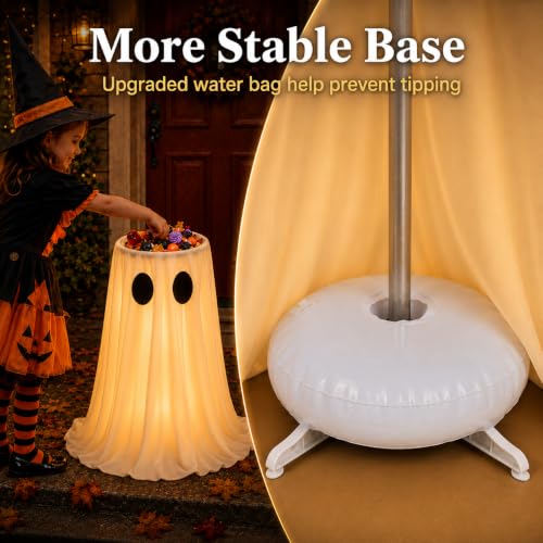 30-Inch Lighted Halloween Ghost Candy Bowl Holder with Remote Timer
