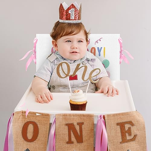 Birthday Chair Covers - 2 Pack Kids Decor with Ribbons & Cake Design
