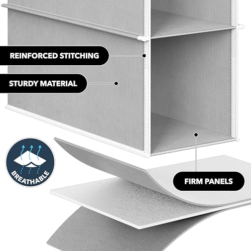 10-Shelf Hanging Shoe Organizer for Closet with Dual Metal Hooks
