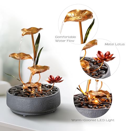 4-Tier Lotus Tabletop Water Fountain - Zen Meditation Desk Decor for Home