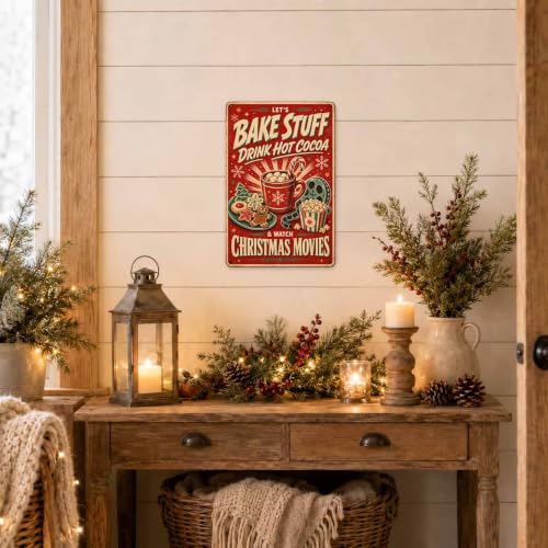 Nerissal 8x12 Inches Christmas Movie Sign - Hot Cocoa Decor, Retro Holiday Wall Art