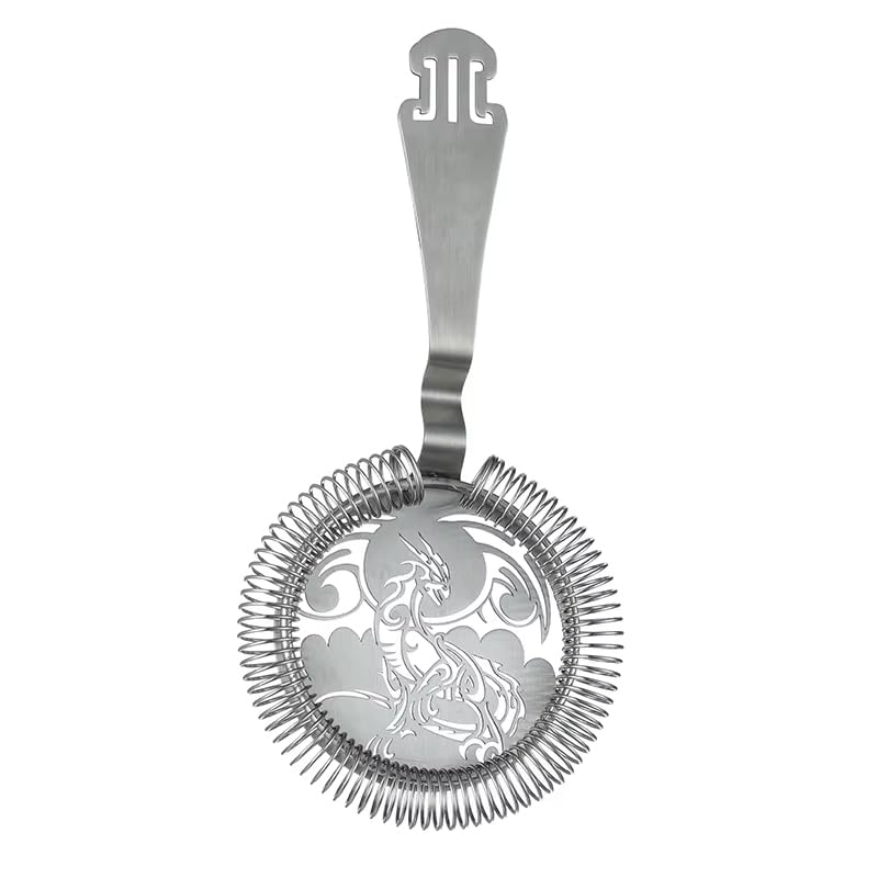 Pterosaur Stainless Steel Cocktail Strainer with Skull Design - Bar Tool by Cocktail Geek
