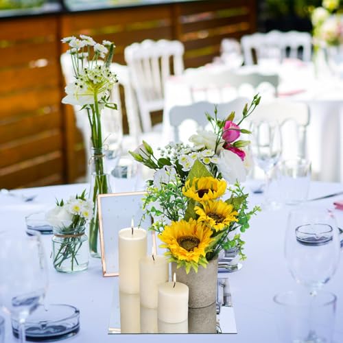 8x8 Inch Square Mirror Trays - Set of 16 Frameless Glass Centerpiece Tiles
