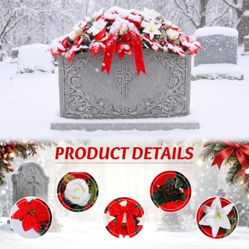 Giegxin Xmas Cemetery Flower Saddle for Grave Decoration, Red, Large
