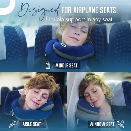 BCOZZY Travel Neck Pillow for Airplane – Navy Large