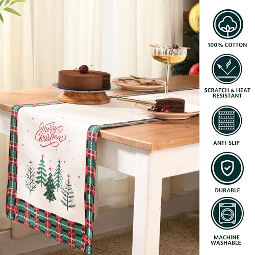Folkulture Christmas Table Runner 14 x 108 Inches Red & White Holiday Decor