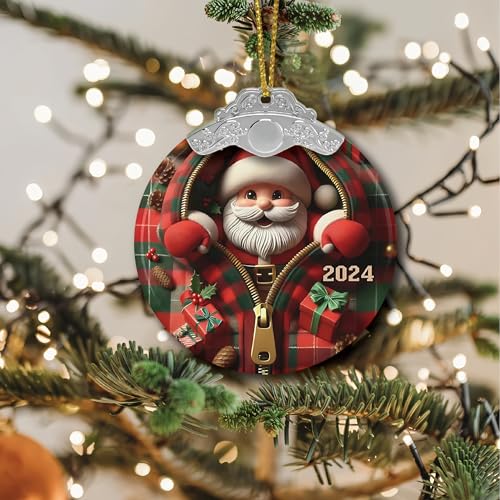 Funny Santa Ornament for Christmas Tree - White Elephant Gift Idea
