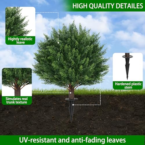 23-Inch Artificial Cypress Topiary Bushes - UV-Resistant Set of 4
