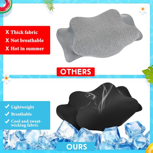 Cooling Cervical Neck Pillowcase, Breathable Satin Zipper Cover for Ergonomic Pillows