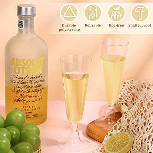 CHENGU 200 Pack Clear Disposable Plastic Champagne Flutes 5 oz for Weddings & Parties