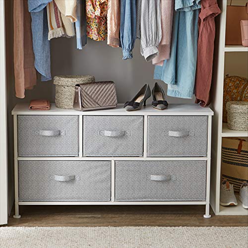 Extra Wide Fabric 5-Drawer Storage Organizer Unit for Bedroom Closet