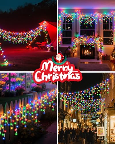 Vynoblip 33ft Ice Lights Christmas String Lights 306 LEDs Multicolor with Remote